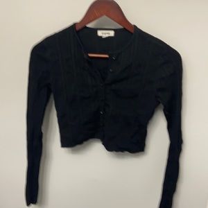 Black button up cropped sweater